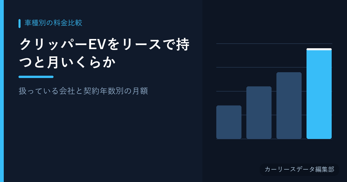 クリッパーEVをリースで持つと月いくらか【扱っている会社と契約年数別の月額】